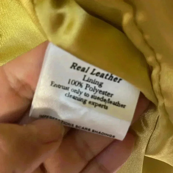 [M]Vintage  PLONGE Yellow Leather Cropped Women Jacket with Eyelet around Waist - Picture 7 of 13